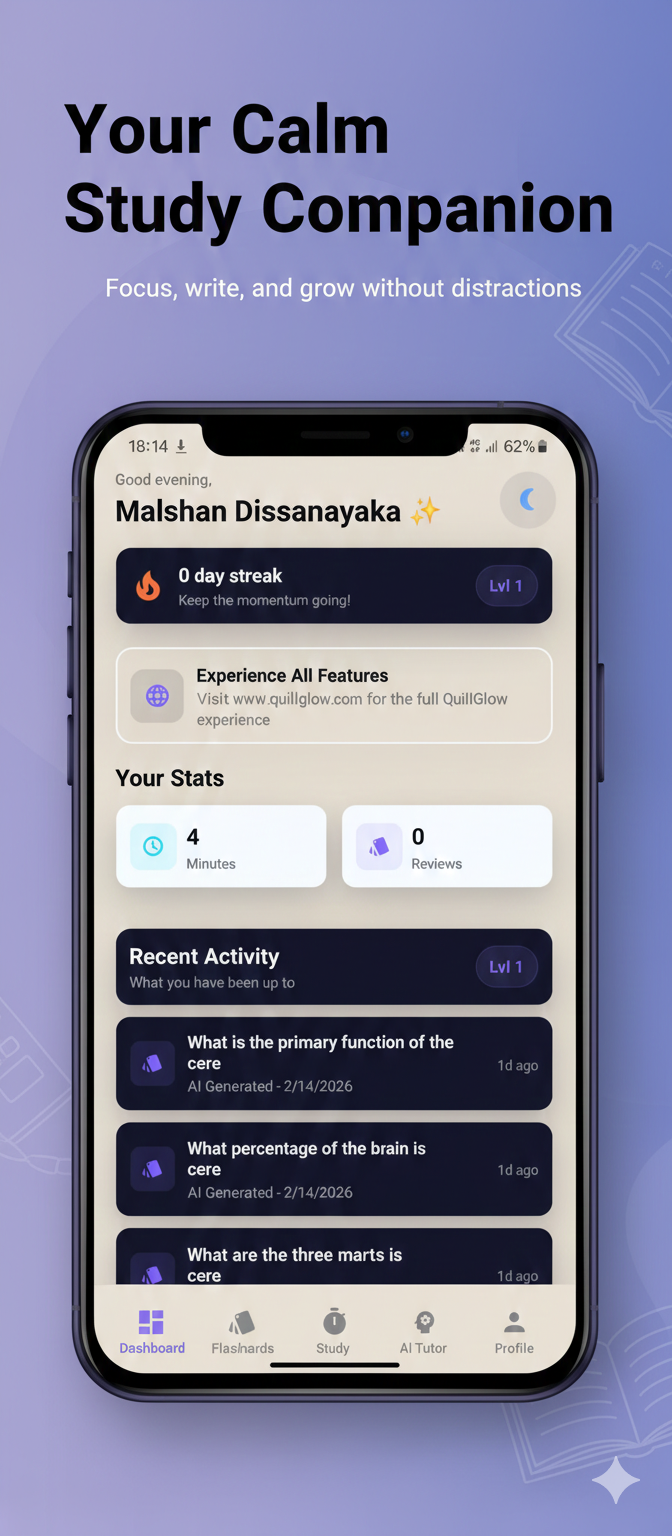 QuillGlow Android app preview